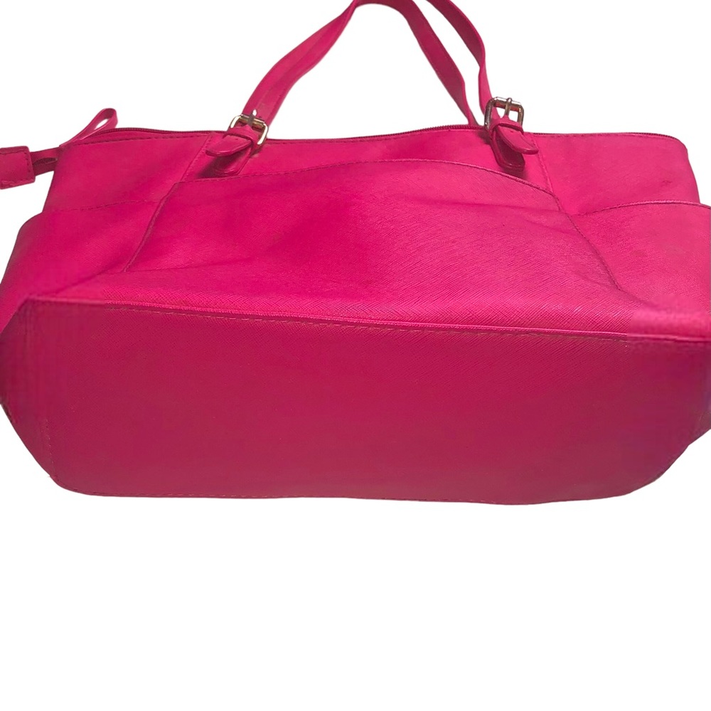 Pink Purse Shoulder Bag Zipper Double Handles Multi Pockets Fabric Handb… - Picture 3 of 8
